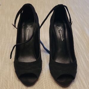INC International Concepts Black Classic Peep Toe Heels